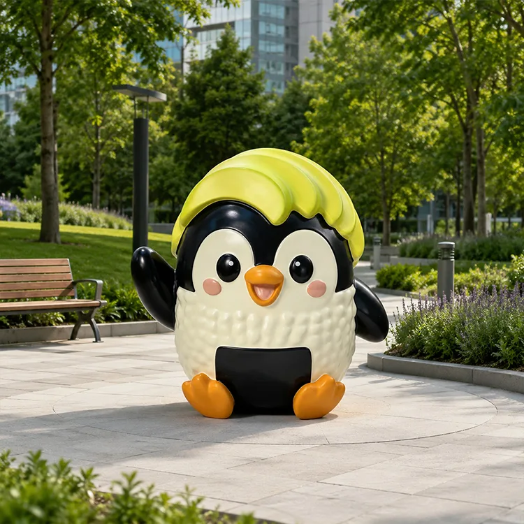 かわいいFRPペンギンの彫刻