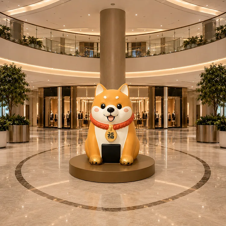 グラスファイバー製のフォーチュン ドッグの彫刻